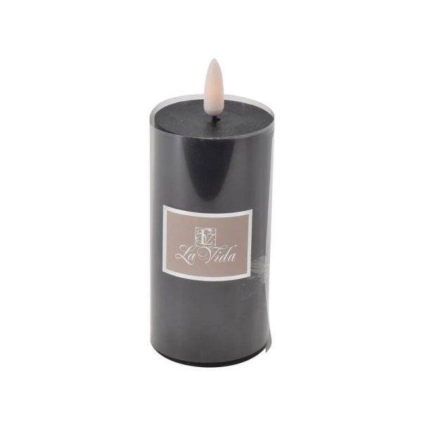 La Vida LED Bloklys m. statisk flamme - Mørk Blå H10xØ5 cm