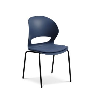 Linea spisebordsstol, m. denim blå stofhynde - denim blå PVC og sort metal