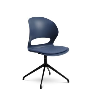 Linea spisebordsstol, m. drejefunktion og denim blå stofhynde - denim blå PVC og sort metal
