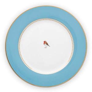 Pip studio porcelæn tallerken Love Birds blå - Ø 26.5cm