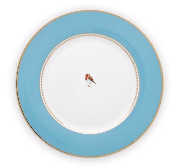 Pip studio porcelæn tallerken Love Birds blå - Ø 26.5cm