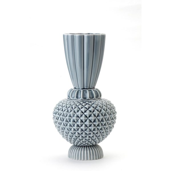 Samsurium jumbobell vase, blå/grå - 330x170 mm