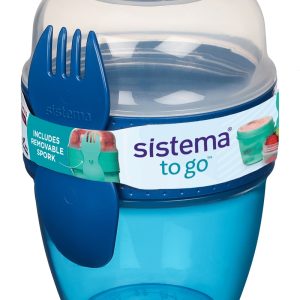Sistema Snack Capsule To Go 515 ml mørke blå - To bøtter i én inkl ske/gaffel