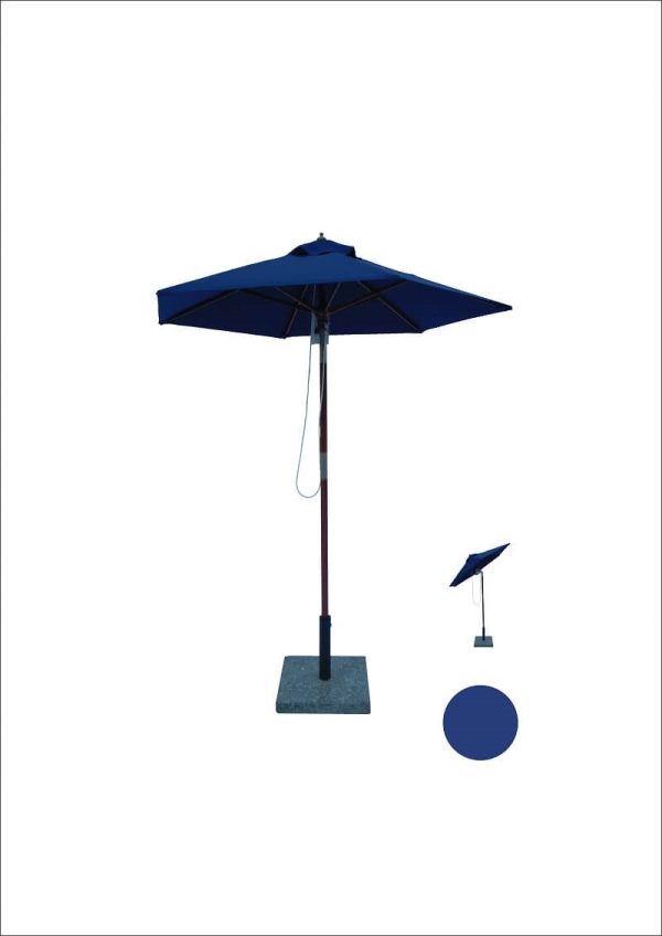 Venedig Parasol træ Ø1,8 mtr med tilt blå ( 80 )
