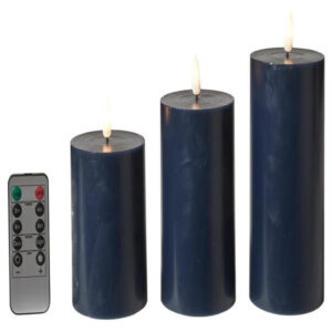 Da'core Led Bloklys flad top 3 stk Navy blå