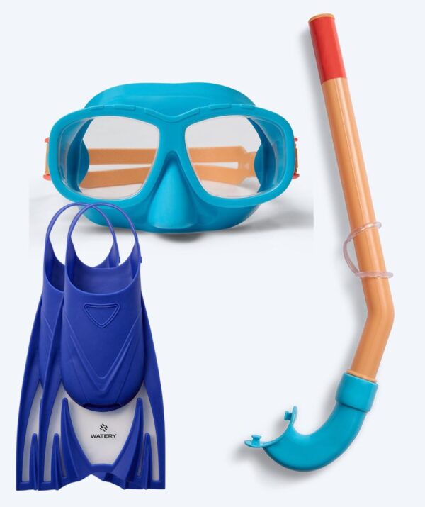Watery snorkelsæt til junior (8-15) - Wyre/Bimasha - Orange/blå - Snorkelsæt til børn (4-16 år)