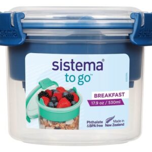 Sistema Breakfast To Go 530 mørke blå - Beholder inkl ske og indsats