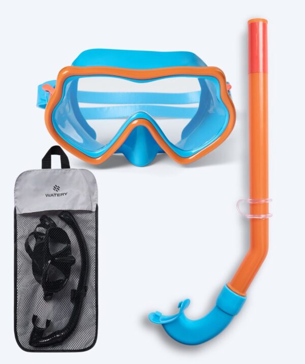 Watery Combo snorkelsæt til børn (4-10) - Pulina - Blå/orange - Snorkelsæt til børn (4-16 år)