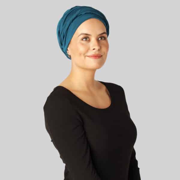 Bambus snoet turban i blå til damer