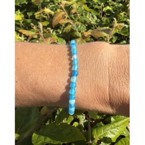 Blå agat armbånd 4 mm - Large - Krystal Armbånd - GodKarmaShop