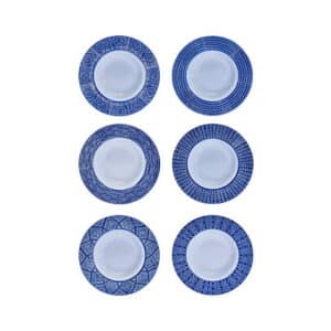 Capri Azzurra dybe tallerkener blå/hvid 6-pak