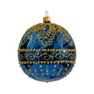 Lux Balthazar julekugle i blå/guld 10cm