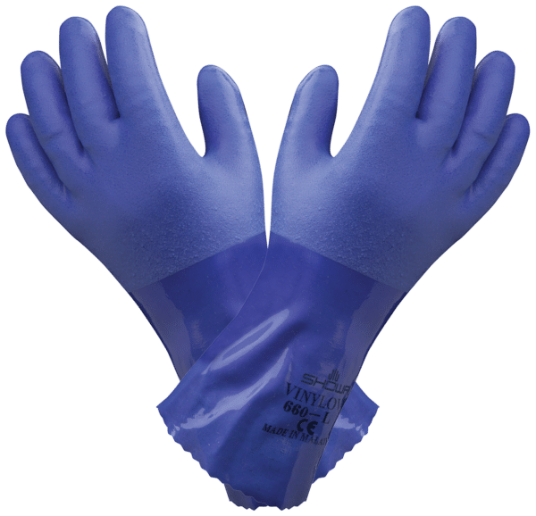 Showa PVC-handske oliebest. blå heldyp 660-8