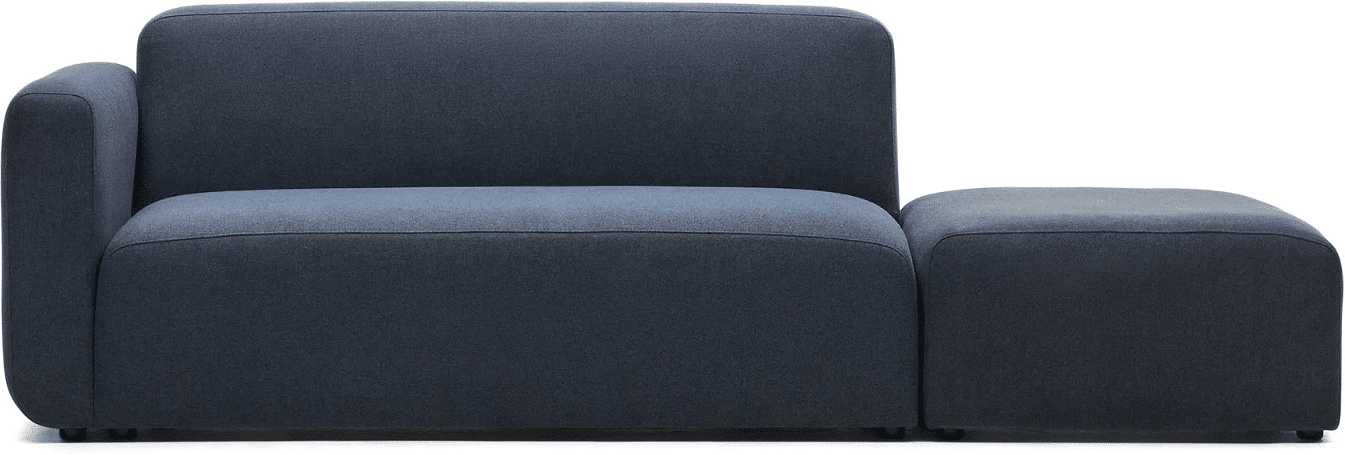 2-personers sofa Kave Home Neom blå - tekstureret polyester, fyrretræsben, moderne nordisk design