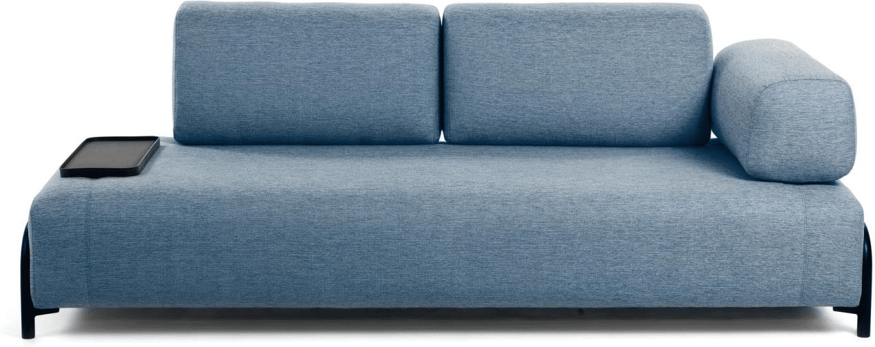 3-personers sofa Kave Home Compo blå - nordisk design, pletresistent stof med aftagelige betræk