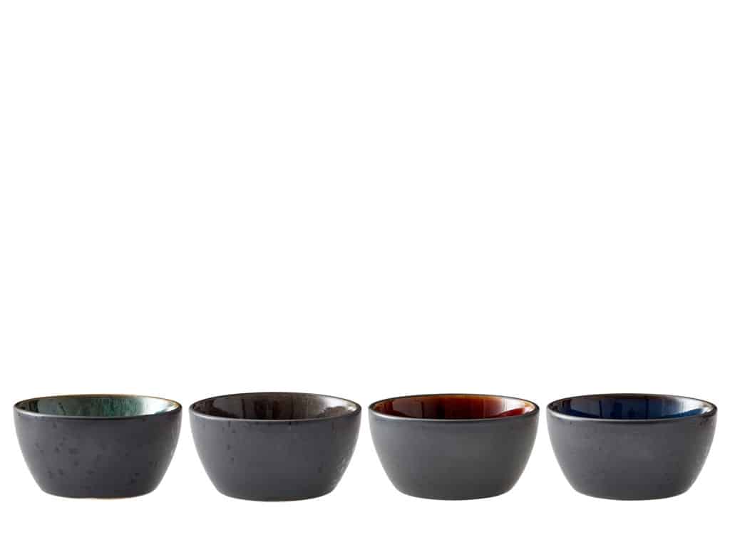 Bitz skål Ø12 cm 4 stk sort ass. blå/grøn/amber/grå