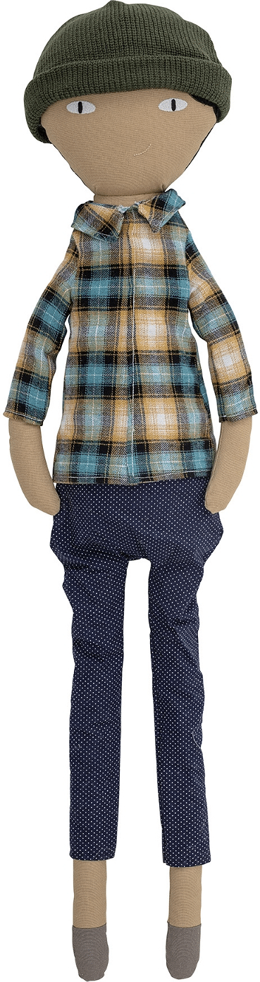 Dukke Bloomingville Mini Sigge krammevenlig 86,5 cm blå bomuld med aftageligt tøj