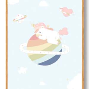 Enhjørning drømmeland - plakat (blå)