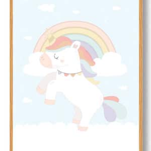Enhjørning regbue - plakat (blå)