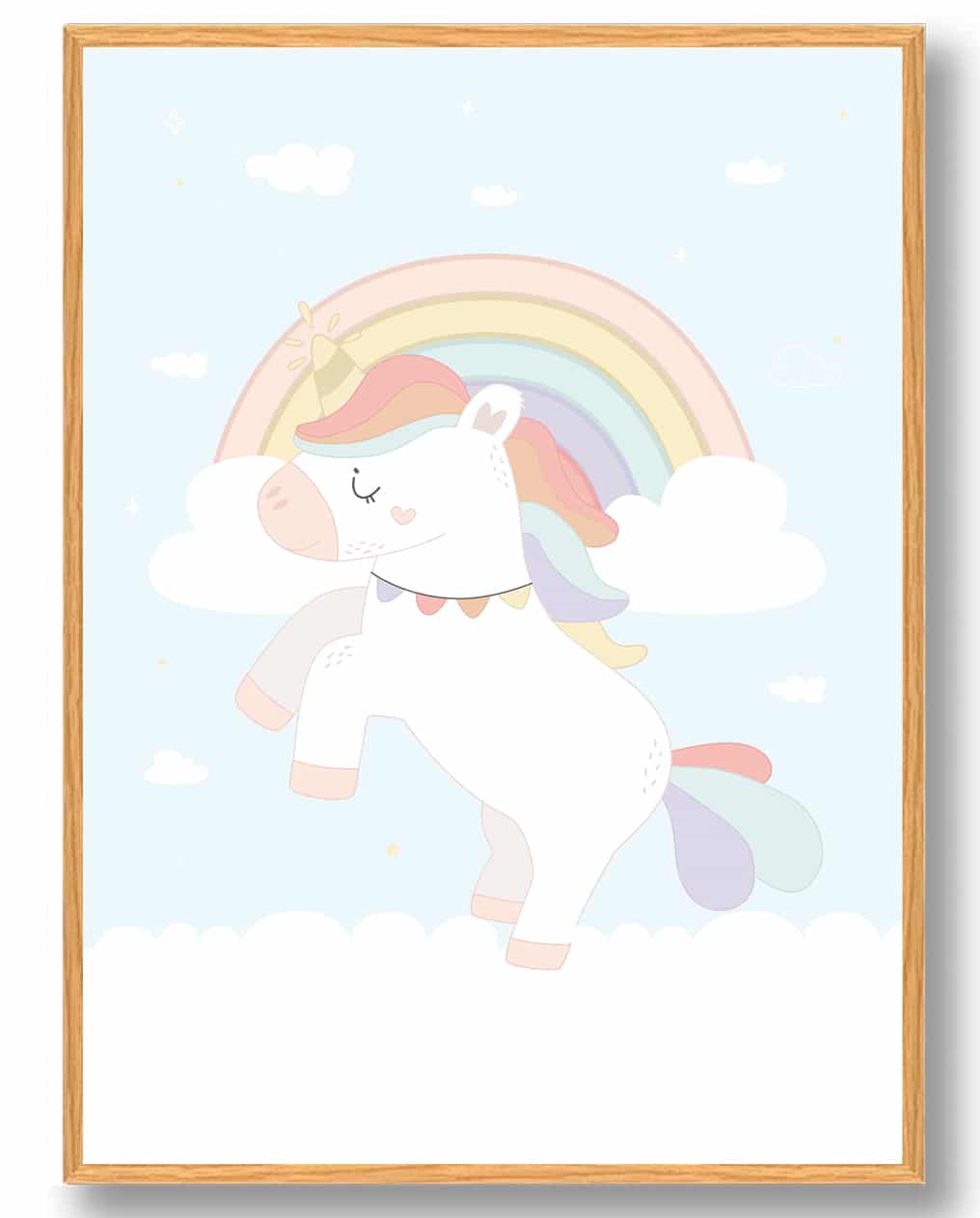 Enhjørning regbue - plakat (blå)