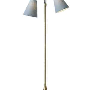 Fodgænger Gulvlampe antik messing m/støvet blå skærme