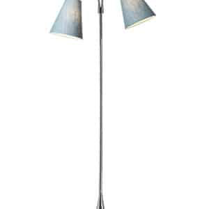Fodgænger Gulvlampe krom m/turkis blå skærme