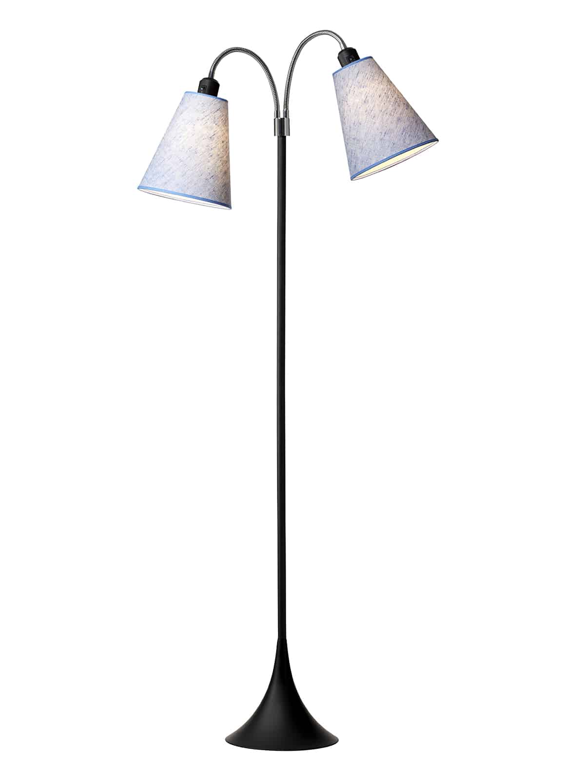 Fodgænger Gulvlampe sort m/blå nistret skærme