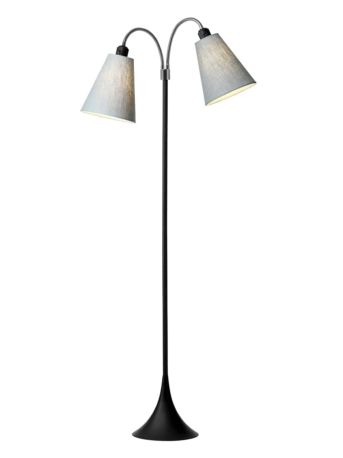 Fodgænger Gulvlampe sort m/lys turkis blå skærme