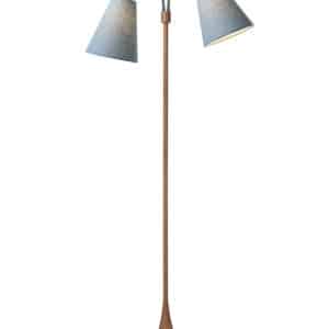 Fodgænger Gulvlampe trælook m/støvet blå skærme