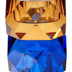 Krystalstage up/down 8 cm glas brun/blå