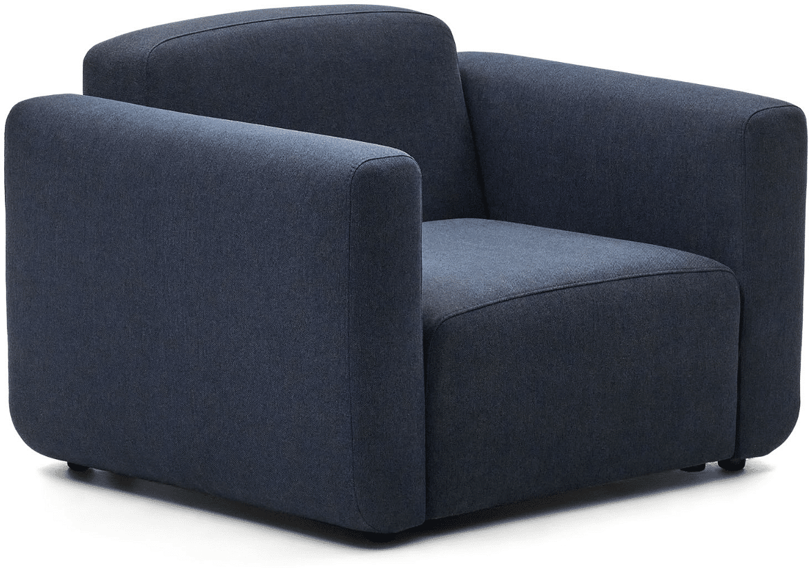 Lænestol Kave Home Neom blå tekstil loungestol modulær nordisk design H78xB89xL113 cm