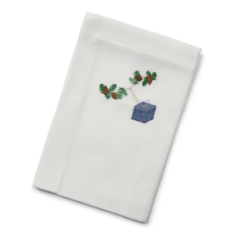 Langkilde & Søn - Juleserviet i stof med blå gave
