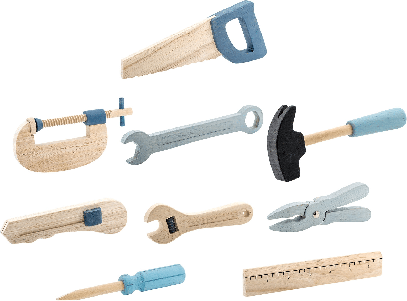 Legetøjsværktøjssæt Bloomingville Mini Robin i bøg - blå legeværktøj til børn