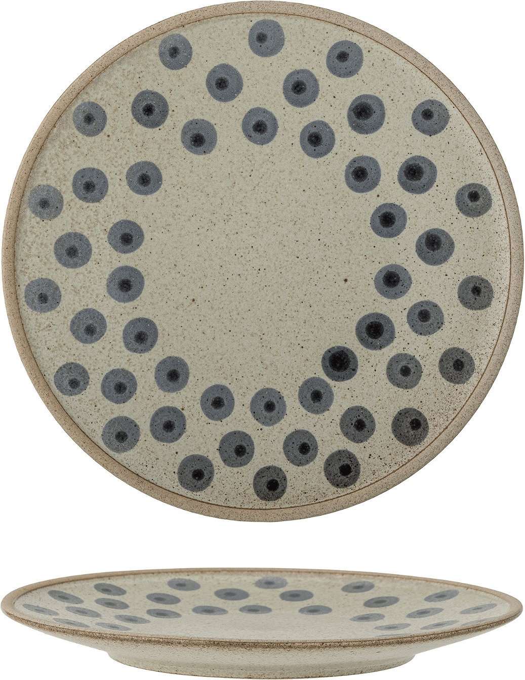 Middagstallerken Bloomingville Tinni blå stentøj Ø21 cm prikkemønster