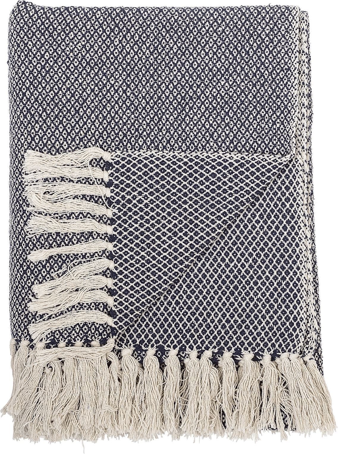 Plaid Bloomingville Barry blå genbrugt bomuld 130x160 cm