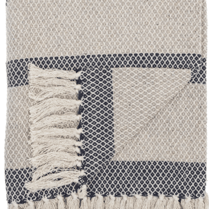 Plaid Bloomingville Rofus genbrugt bomuld 130 x 160 cm blå