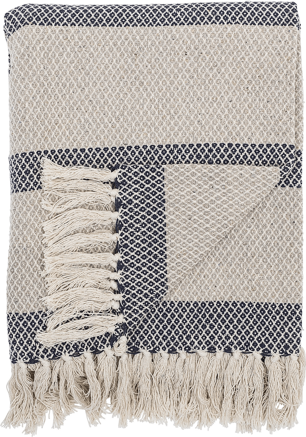 Plaid Bloomingville Rofus genbrugt bomuld 130 x 160 cm blå