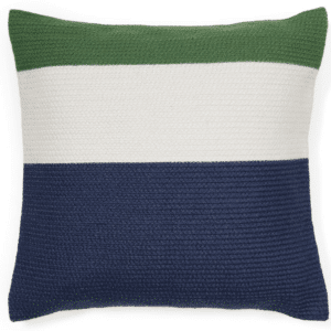 Pudebetræk Kave Home Saigua genanvendt PET 45 x 45 cm håndvævet stribet blå/hvid/grøn