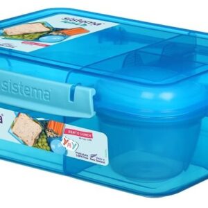 Sistema Bento Lunch 1.65L blå- Opdelt madkasse inkl bæger