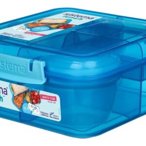 Sistema Bento Lunch Cube 1.25L blå/blå opdelt madkasse inkl bæger