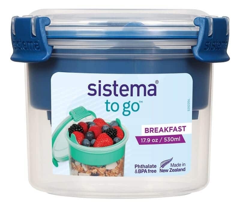 Sistema Breakfast To Go 530 mørke blå - Beholder inkl ske og indsats