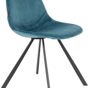 Spisebordsstol Dutchbone Franky - blå polstret polyester, sort stålstel, H83 x B46 x L56 cm