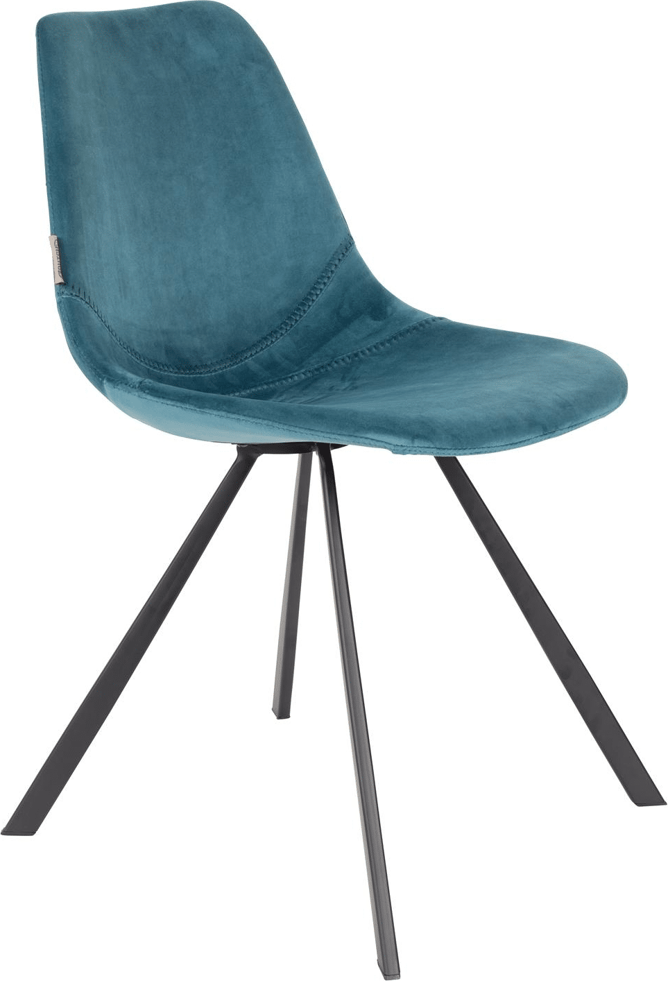 Spisebordsstol Dutchbone Franky - blå polstret polyester, sort stålstel, H83 x B46 x L56 cm