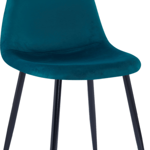Spisebordsstol Nordlys Furniture Copenhagen blå fløjlsvelour med slankt ergonomisk ryglæn og sortlakeret metalstel