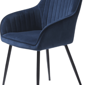 Spisebordsstol med armlæn Nordique Design Melfort blå velour med sorte metalben sæt 2