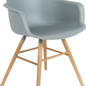 Spisebordsstol med armlæn Zuiver Albert i dyb blå polypropylen med asketræben