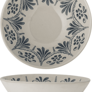 Stentøjsskål Bloomingville Heikki Ø26,5 cm blå - serveringsskål med håndmalede blomstermotiver
