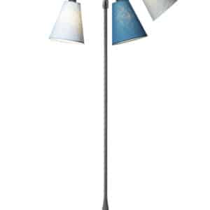 Trafik Gulvlampe grå m/lyseblå, petroleum og turkis blå skærme