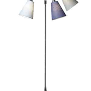 Trafik Gulvlampe krom m/lyseblå, dalablå og turkis blå skærme