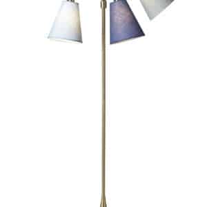 Trafik Gulvlampe messing m/lyseblå, dalablå og turkis blå skærme